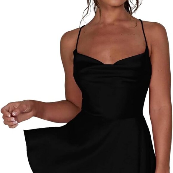 Women Sexy Spaghetti Strap Satin Dress - Picture 3 of 6